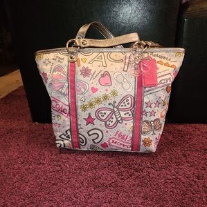 Coach Poppy Butterfly Graffiti Tote